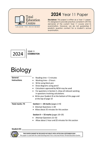 2024 Biology Year 11