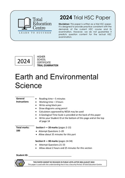 2024 Earth and Environmental Science HSC Trial