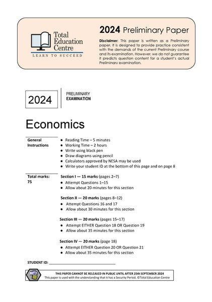 2024 Preliminary (Yr 11) Economics