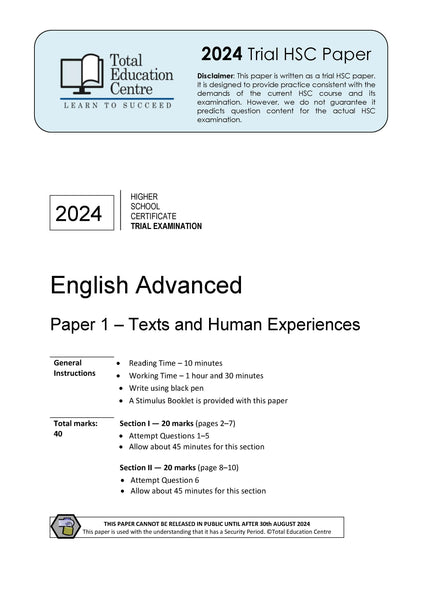 2024 Trial HSC English Advanced Paper 1