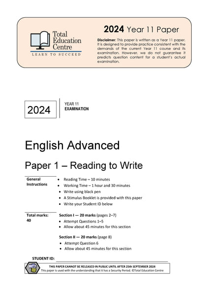 2024 English Advanced Year 11 - Paper 1