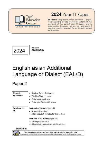 2024 English EALD YR11 Paper 2