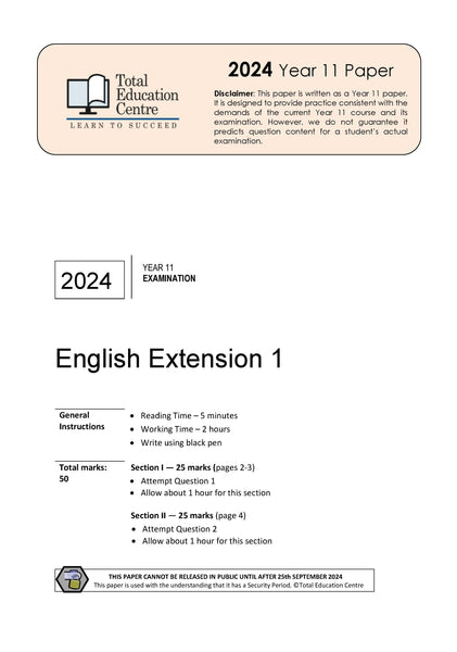 2024 English Extension 1 Yr 11