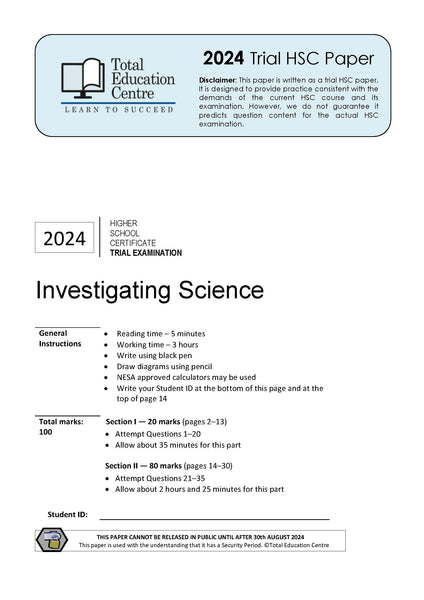 2024 Investigating Science HSC Trial