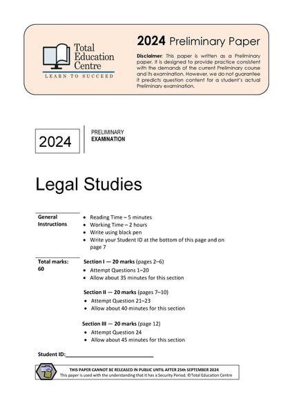 2024 Preliminary (Yr 11) Legal Studies