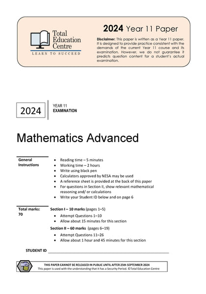 2024 Maths Advanced Yr 11