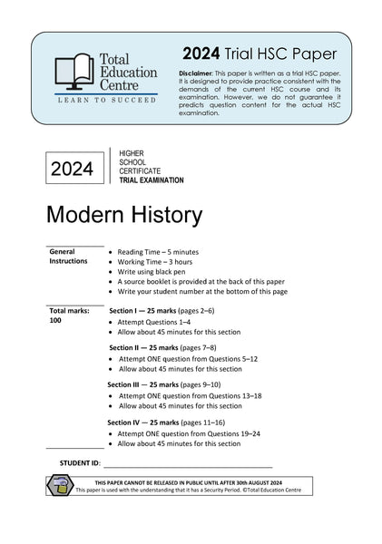 2024 Trial HSC Modern History