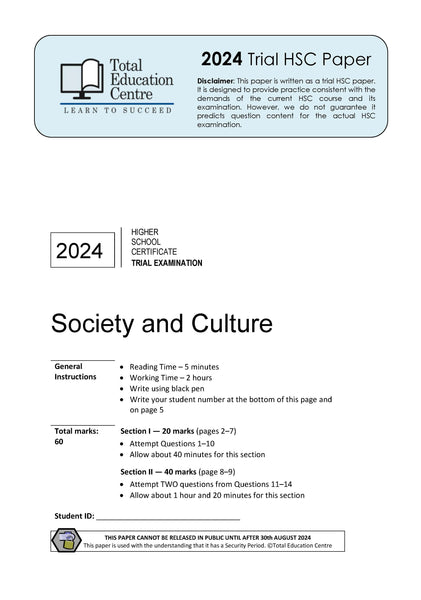 2024 Trial HSC Society and Culture